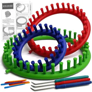 Telares de tejer para principiantes, kit de telar de ganchillo con instrucciones paso a paso, rentable telar redondo de 3 tamaños, juego fácil y rápido para tejer sombrero y bufanda