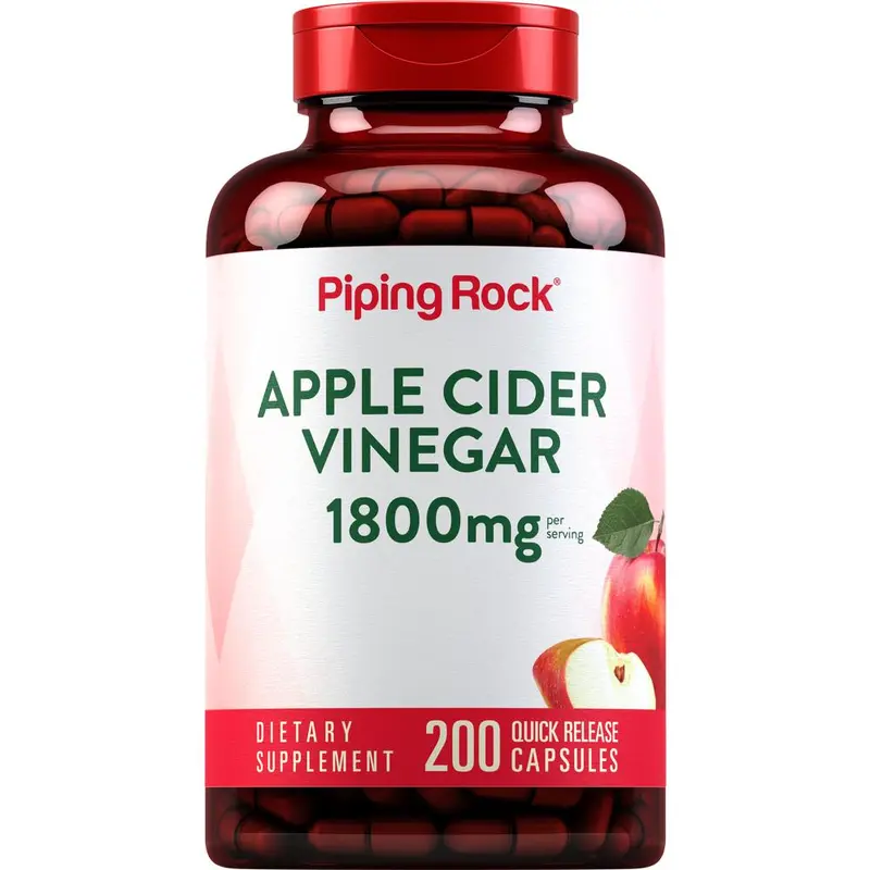 Piping Rock Apple Cider Vinegar Capsules 1800 mg | 200 Pills | Potent Formula | ACV Supplement for Men and Women | Non-GMO, Gluten Free