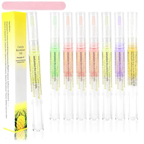 Halloween Fall Gift Cuticle Oil Pens - 8 PCS Revitalizing Oil Pen with Soft Brush for Nail Care, Cuticle Softener to Prevent Dry and Cracked Nails with Nail File, Mixed Scents