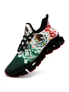 Men's Eagle Print Lace Up Sneakers, Casual Comfortable Soft Sole Sports Running Shoes, Male All-match Round Toe Shoes for Daily Wear