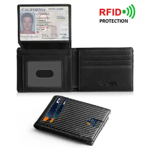 2 ID Windows Men's Ultra-Thin Bifold Minimalist Wallet with RFID Blocking Protection and Multiple Card Slots Gift for Him