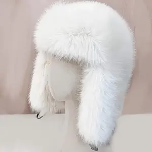 Elegant Retro Thick Faux Fur Ushanka Hat - Warm Pilot Cap with Ear Coverage, Beanie Fitted, Multifunctional Skull Caps, Classic Polyester Fisherman Hat with Hook-and-Loop Closure, High-Quality Sports & Outdoor Accessory for Skiing, Hiking, Daily Wear