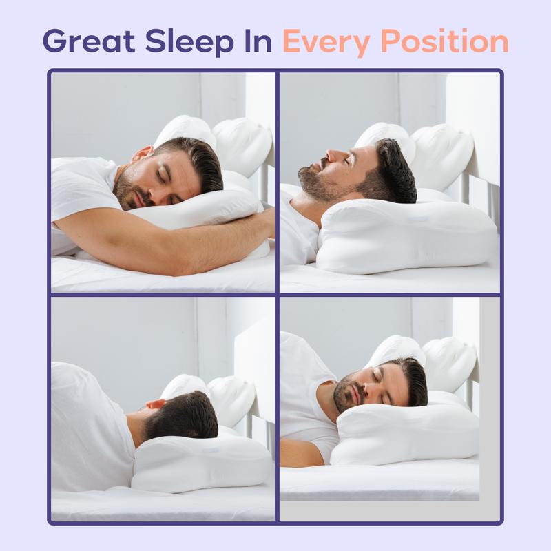Mellow Sleep | CloudAlign Pillow + FREE Cooling Pillowcase - Ergonomic Cervical Pillow +Dual-Height Memory Foam with Cooling Pillowcase for Side Back & Stomach Sleepers Best Pillow 2025 Awarded