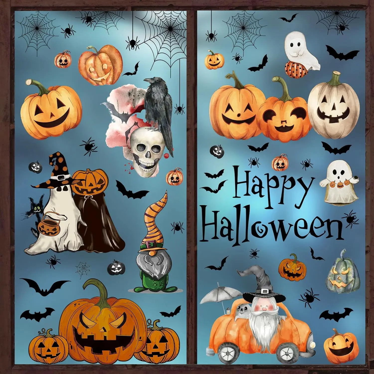 Halloween Decorations - 8 Sheet 102 Pcs Halloween Window Clings for Glass Windows Pumpkins Ghosts Window Decals Stickers Shop Display Home Room Décor