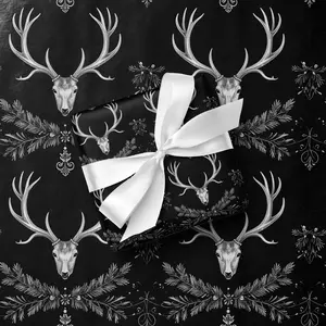 [Sale off up to 50%] Black Gothic Reindeer Christmas Wrapping Paper Dark Elegance