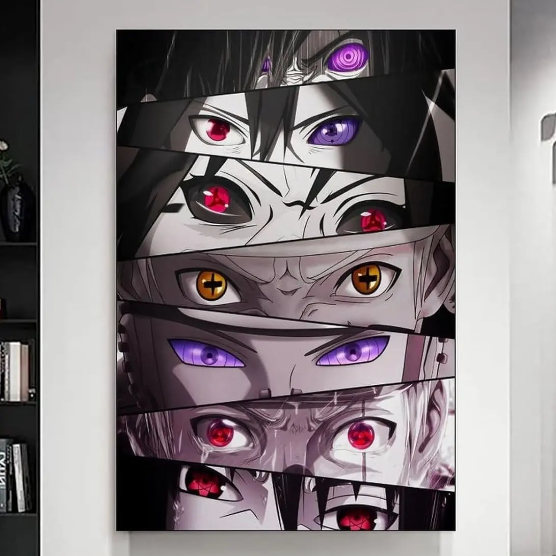 Japanese Anmie Eyes Akatsuski Poster, Uchiha Itachi Pain Manga Canvas Art Poster, Anime Wall Art Hanging Decor for Modern Family Corridor Posters - 1pc Naruto Unframe Art Poster Print