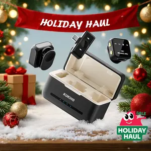 HOLIDAY HAUL!KUKIHO Wireless Lavalier Microphone with Charging Case – 164ft Range, 72H Battery – for iPhone, Android, iPad, Laptop – Clip-on Mic for Video, Interview, Vlog