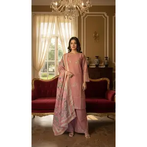 Khaddar Embroidered Pink Suit