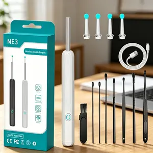 WiFi Visual Ear Cleaning Tool, Modern Smart Otoscope with LED Light, HD Camera, Reusable Ear Spoon Tips, Safe Ear Wax Removal, Earwax Remover