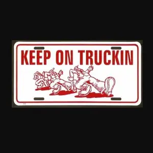 Vintage Keep On Truckin Vanity Plate, Aluminum License Plate, Car Tag