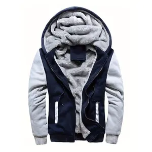 Men's Solid Zip Up Plush Fleece Hooded Jacket Warm Outwear for Autumn Winter Halloween Clothes 100% Polyester Regular Fit Sports Casual Training Hiking Outdoor BV2786591