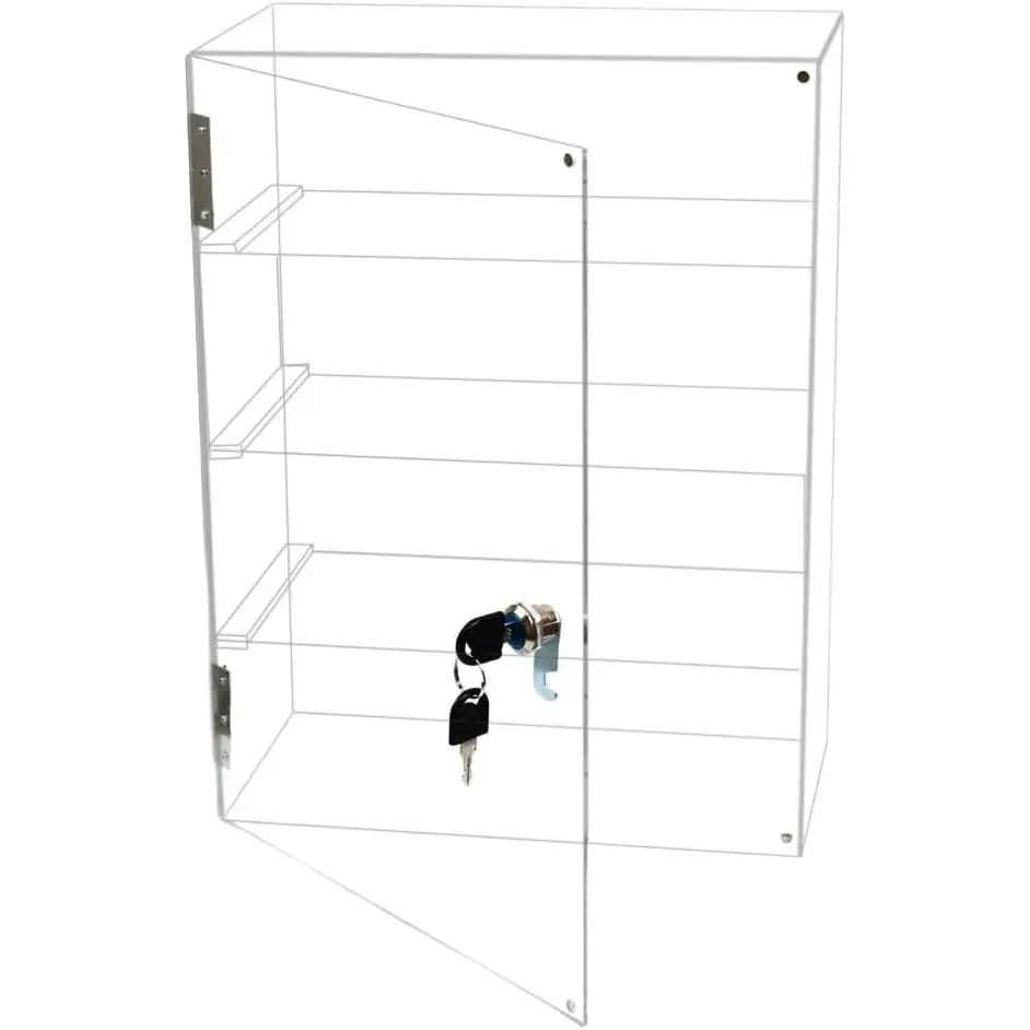 4 Shelf Clear  Display Case with Lock and , Locking Display Cases for Collectibles,  Display Cabinet with Shelves for Collectibles Office Retail Store11.8 X 5.9 X 15.7 Inch