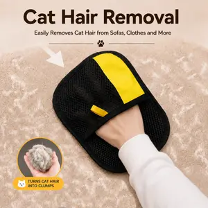 [Upgraded] Pet Hair Removal Glove for Cats & Dogs, Reusable Electrostatic Fur Remover Mitt, Large Grooming Glove for Couch, Furniture, Carpet & Car Seats, Includes Cat Keychain