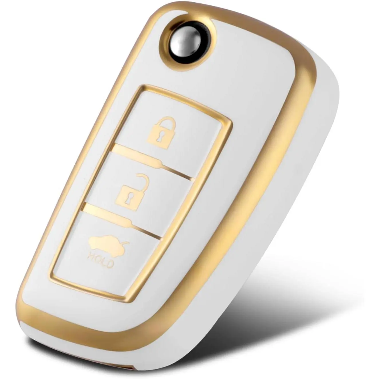 TPU Smart Key Fob Case Protective Cover Compatible with Nissan Rogue Rogue Select Rogue Sport Flip 3 Buttons TPU Remote Keyless Key Fob Case Protection Shell(White)