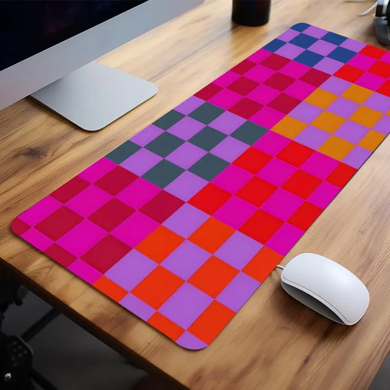 Colorful Retro Checkered Pattern Mouse Pad, 1 Count Rectangle Gaming Mouse Pad, Non-slip Mousepad, Office Desk Keyboard Mat for Home, Corporate Work Desktop Accessory, Computer Desk Accessories, Desk Setup