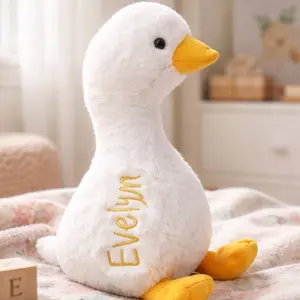 Munchkins and Doodlebugs Personalized Duck Plush Customized Easter Stuffed Animal with Embroidered Name