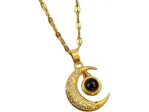 Retro Moon Lunar Necklace Moon Medal Necklace,Symbols 100 Languages I Love You Gift