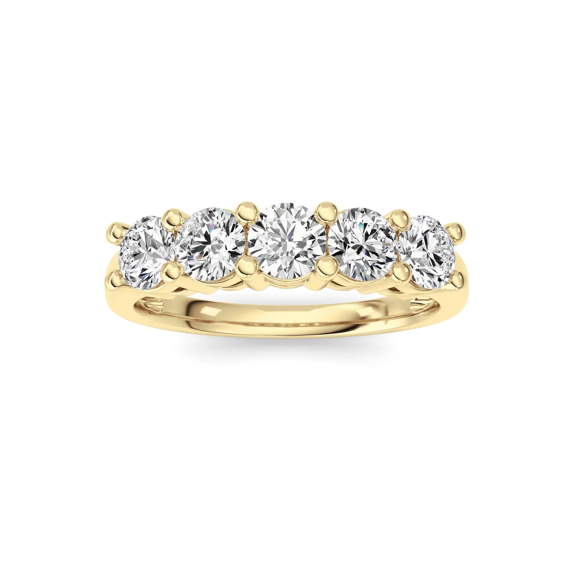 0.50 Carat Lab Grown Diamond 5-Stone Ring – F/VS+ Round Brilliant in 14K Yellow Gold Over Sterling Silver | Everyday Luxury Ring