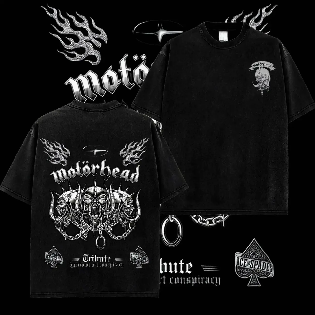[MetalStyle] Motorhead Ace of Spades Unisex 100% Heavyweight Cotton T-Shirt, Retro Y2K Heavy Metal rock Streetwear Top Classic Hoodie Tshirt, Rock Music Shirt, Alternative Streetwear Essential for Rock Lovers Crewneck Fabric FW1
