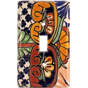 TalaMex Mantel Single Toggle Mexican Talavera Ceramic Switch Plate