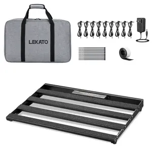 LEKATO Pedal Board with Built-in Power Supply, 19x12.2x1.8" 2.97LB, Pedalboard, Aluminium Alloy Guitar Pedal Board with Carry Bag, Pedal Cables, Adhesive Hookside Tape