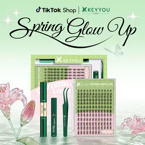 KEYYOU Brown Fairy DIY Lash Cluster Natural Water-Proof Super Thin Invisible Band Long-Lasting Eyelash Extensions Beginner-Friendly (Lash Single Box / Lash Kit）Feline lash look Medusa Lash handmade lash TikTok Shop FebruaryFaves