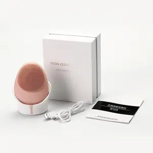 Wireless Charge Electric Silicone Ultrasonic Facial Cleansing Brush Face Brushes for Deep Cleansing Home Use Skin Care Tool for Deep Cleansing, Gentle Exfoliating