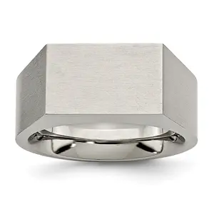 Sophia Jewelers Titanium Signet Ring with Polished Brushed Finish Engravable Unisex