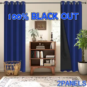 2 pieces, polyester material laminated curtains, 100% full blackout, heat insulation, noise reduction, sun protection, Privacy Grommet Curtains, lightweight, easy to hang, top cable ring perforated hanging, suitable for multi scene decorative curtains