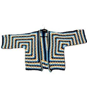 Hexagon cardigan with a psychedelic pattern