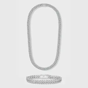 Iced Cuban Chain + Bracelet (Silver) - 10mm