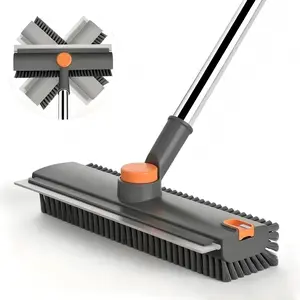 【Deals For you Days】3 in 1 Scrub Floor Brush with Long Handle,Shower Broom Squeegee,180° Rotating Stiff Bristle Cleaning Brush with Adjustable Handle,Silicone Squeegee for Tile,Bathtub,Wall,Patio,Garage,Cleaning Supplies,Summer Vibes,Cleaning Day Bundle