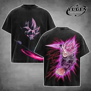 Retro Goku Black V2 Anime Shirt – Trendy Acid Washed Double Printed Cotton Tee, Dragon Ball Super Vintage Graphic T-Shirt, Distressed Rosé Form Streetwear Apparel.