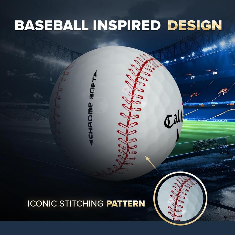 Callaway Chrome Soft Certified Refinished Baseball Golf Balls - 12 Pack - Designed with Stitching Pattern - Par-FECT for Any Golf Outing!