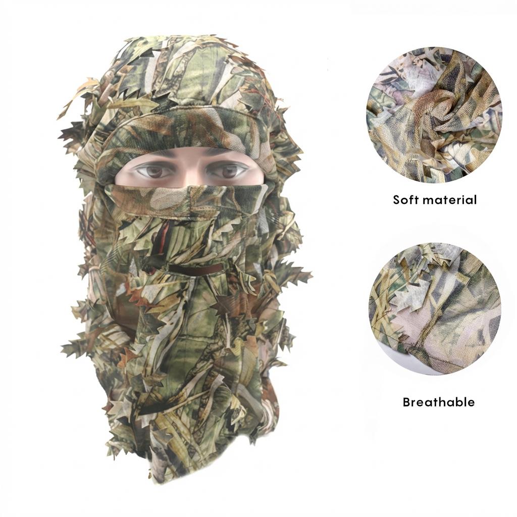 Ghillie Camo Leafy Face Mask 3D Full  Coverage Hunting Headwear for Turkey & Deer Hunters& Outdoor Gear