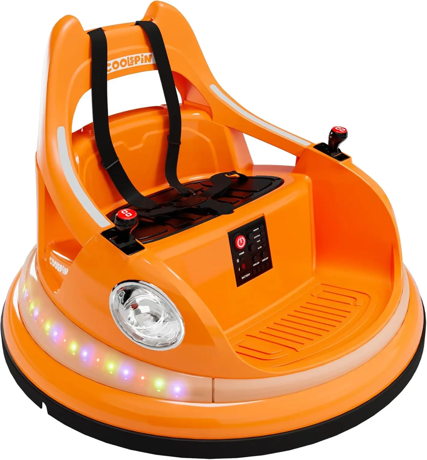 Ride on Bumper Car for Toddlers, 12V Battery Cars for Kids W/Parent Remote, 2-Speed, 2 Driving Mode, 360°Spin, Electric Bumping Car with Music & Lights (Orange)