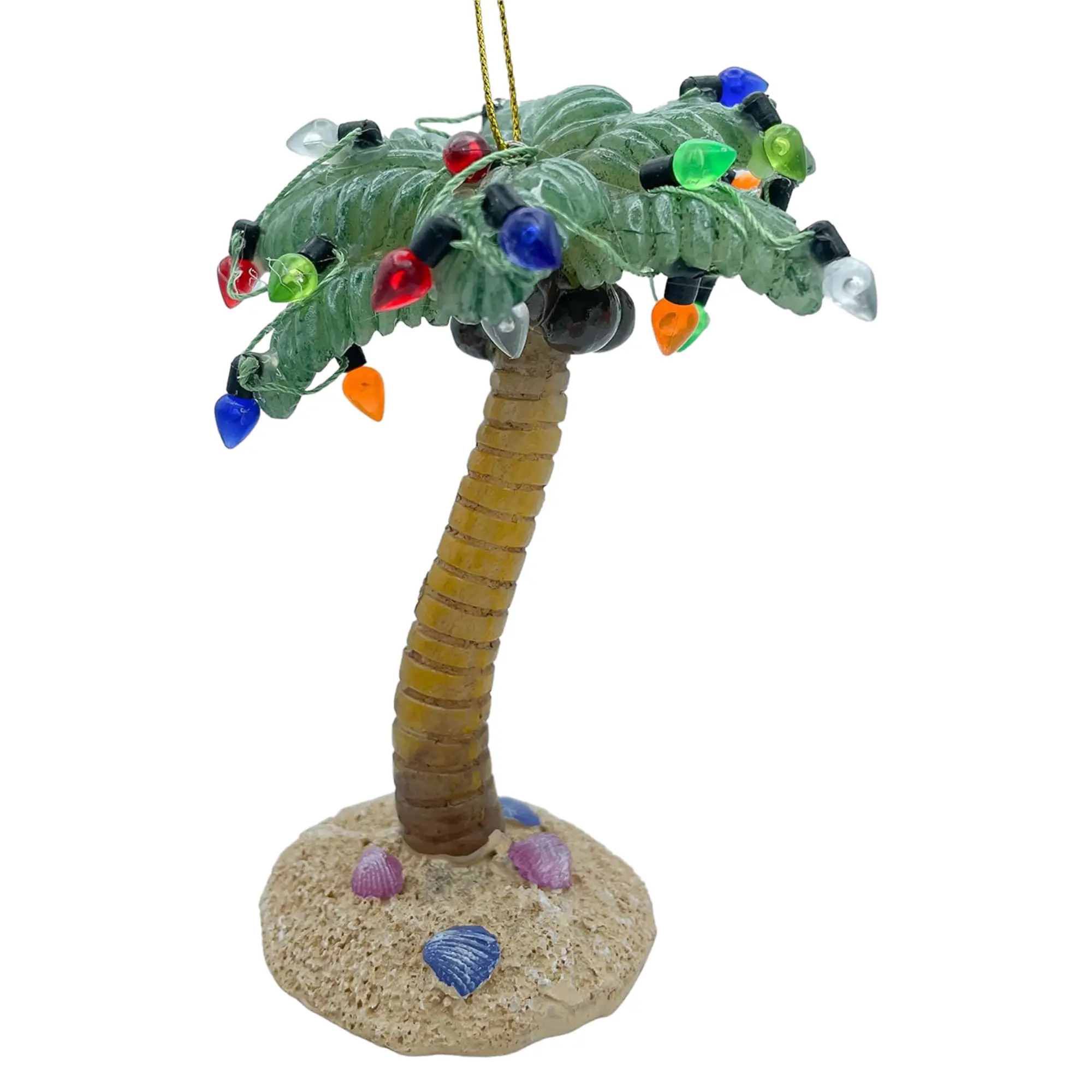 Palm Tree Christmas Tropical Coastal Beach Ornament with Xmas Lights