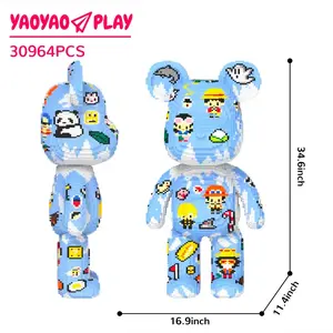 Build Your Own Blue Sticker Giant Bear (Large) – 30964 Pcs DIY Modular Brick Toy, Gift for Teens & Adults, Sci-Fi Display Collectible – YaoYaoPlay