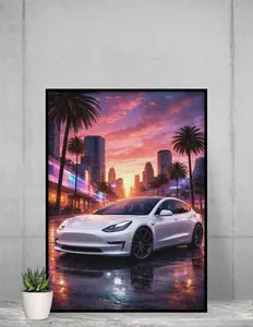 Silent Power: Tesla Model 3 - Premium Matte Paper Poster
