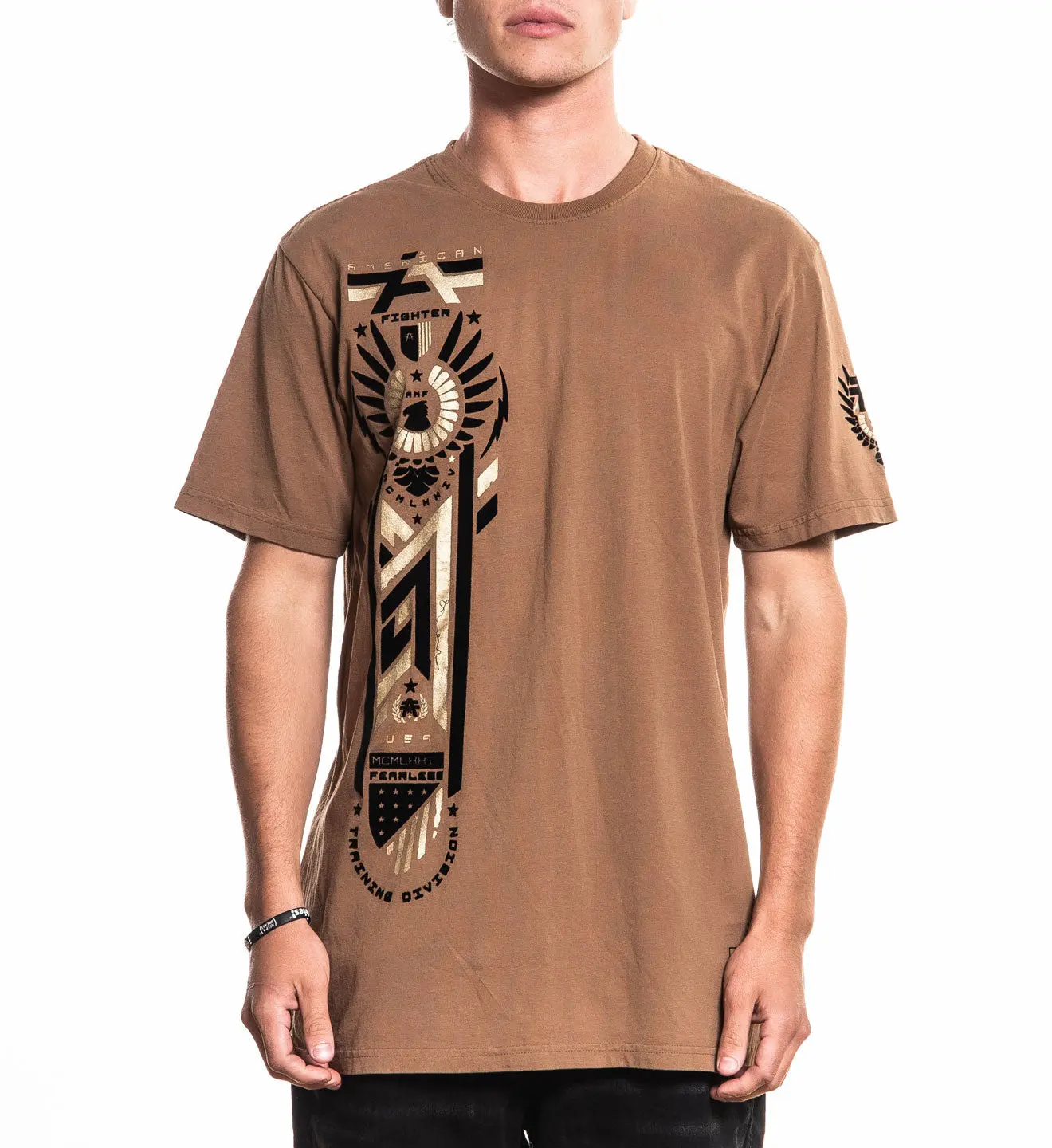 American Fighter Men's Marathon Graphic Cotton T-Shirt, Casual Short Sleeve Crew Neck in Coca Mocha, Style FM16278, Tshirt, Round