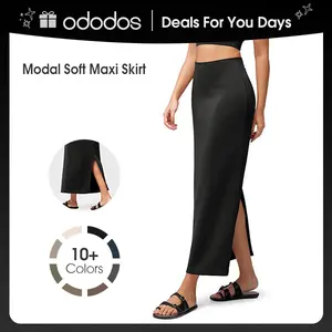 ODODOS Modal Soft Maxi Skirt for Women, Back Slit High Waist Casual Long Pencil Skirts summerwins