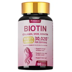 Fmlave 12-in-1 Biotin Capsules, 10,000mcg Biotin Per Serving with MSM & Hydrolyzed Keratin, Support Thicker Hair Growth & Nourish Hair, Ideal for Night Owls & Those with Thin Hair, 60 Capsules, Dietary Supplement