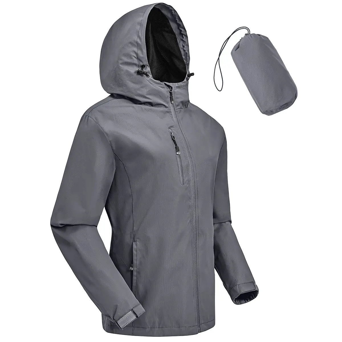 Women’s Lightweight Waterproof Windbreaker Jacket, Packable Hooded Raincoat with Zip Pockets, Casual Sports Outerwear for Daily Wear, Walking, Travel and Outdoor Activities