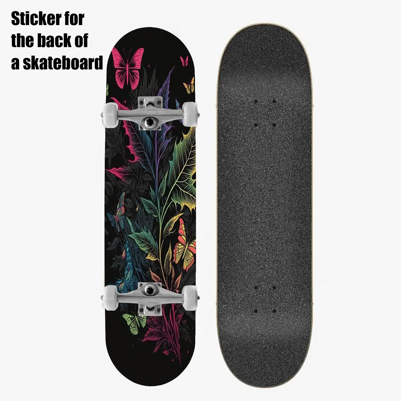 A 2D design, measuring 9 × 33 inches, with minimalist creative gradual change leaves and red butterfly print.