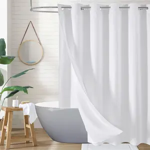 Solid Color Waffle Pattern Shower Curtain, 1 Count Modern Waterproof Bathroom Restroom Curtain, Bathroom Decor Supplies for Home Hotel Salon Dormitory, Home Decor