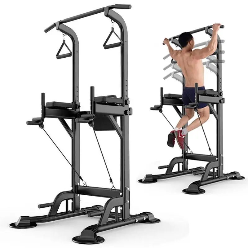Compact Solid Steel Power Tower Pull Up Bar Stand - Adjustable Height, 450LBS Capacity, Easy Assembly, Calisthenics Dip Station, Indoor Space-Efficient Machine, Powerful Adaptability, Sturdy Stable for Home Gym Workout Area
