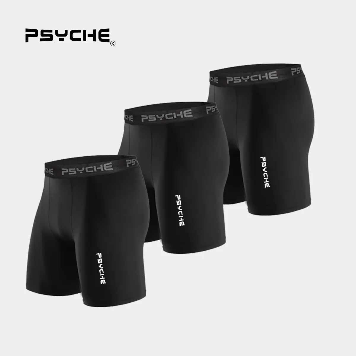 PSYCHE 3 Pack Men’s Compression Shorts Compression Underwear For Gym Workout Running Basketball,Squat-Proof, Sweat-Wicking And Ultra-Breathable