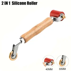 2-in-1 Silicone Seam Roller 30mm & 40mm - Heavy-Duty Handheld Roofing Tool for PVC/TPO/EPDM Single Ply Membranes, Red/Green Color-Coded Rollers, Easy Switch Design, Roller Tool, Wallpaper Roller, Roofing Equipment, Tape Roller Tool, Corrugated Roller, Fla