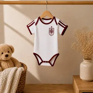 Spain Baby Soccer Romper | Personalized Name Number Bodysuit, Burgundy White Outfit GY5