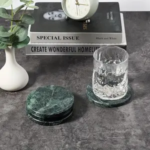 Premium Marble Coasters Set of 4 Heatproof Round Coasters with Marble Design for Drinks Table Protector Stylish Home Decor Perfect Gift for Housewarming Holiday
